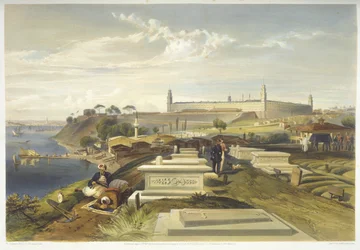 Sairaala ja hautausmaa, Scutari, levy "The Seat of War in the East", pubi. Paul und Dominic Colnaghi und Co., 1856