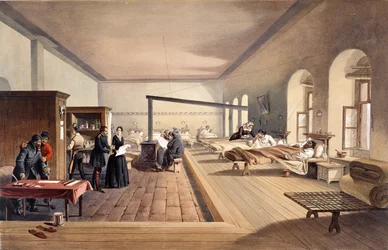 Yksi Scutarin sairaalan osastoista, teoksesta "Sodan näyttämö idässä - toinen sarja", julkaissut Colnaghi & Co. 1856