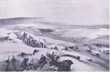 Sevastopol Ranskan hyökkäyksen äärioikeistosta, kuvitus brittiläisistä taisteluista maalla ja merellä, 1915