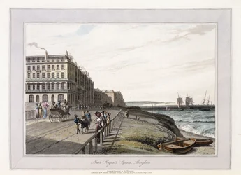 Lähellä Regents Squarea, Brighton, n. 1814-1825 (käsinvärinen akvatinta, harmaa pesuaine)