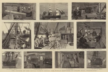 Kuninkaallisten kadettien matka maailman ympäri, luonnoksia HMS Bacchanten laivalla