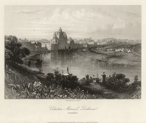Yleisnäkymä Gomatin yli, Chuttur Munzil, Lucknow.