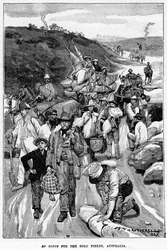 Matkalla kultakentille, Australia, 1887.