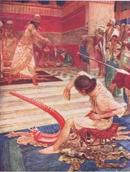 Saul ja Daavid, Hodder & Stoughtonin julkaisemasta The Bible Story -teoksesta, n. 1930.
