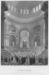 Pyhän Paulin katedraali. Lontoon hyväntekeväisyyskoulujen lasten vuosikokous, n. 1841