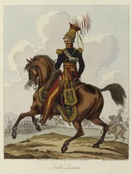 Yhdeksäs husaari, 1820 (värillinen akvatinta)