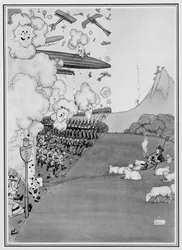 Näkymä sodasta Sveitsistä, "Some Frightful War Pictures" -kuvasta, 1915