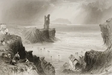 Ballybunnion, County Kerry, Irlanti, George Virtuen teoksesta "Scenery and Antiquities of Ireland", 1860-luku