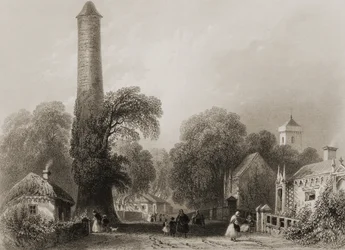 Clondalkin, Dublinin kreivikunta, Irlanti, George Virtuen teoksesta "Scenery and Antiquities of Ireland", 1860-luku