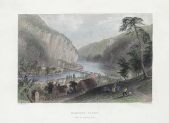 Harpers Ferry (Potomacin puolelta), pubi. 1839 (käsinvärinen kaiverrus)