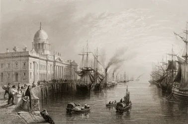 Dublinin tullikamari George Virtuen teoksesta "Irlannin maisemia ja muinaismuistoja", 1860-luku