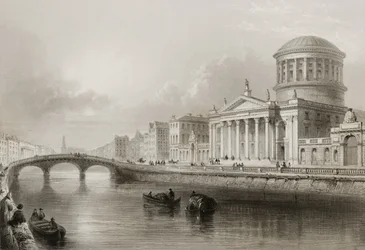 The Four Courts, Dublin, George Virtuen teoksesta "Irlannin maisemia ja muinaismuistoja", 1860-luku