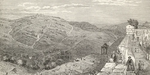 Öljymäki, Jerusalem, "The Imperial Bible Dictionary" -sanakirjasta, julkaisija Blackie und Son, noin 1880-luku
