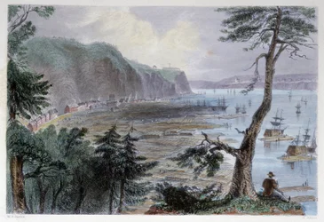 Timber Deposition lähellä Quebecia - "" Kanadan maisemissa kuvittamassa" Bartlett W. H.