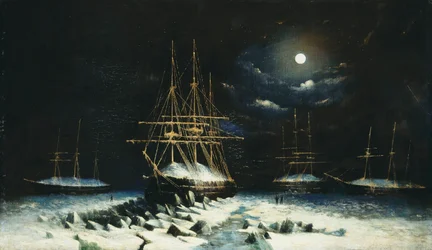 Brittiläisen laivaston Franklinin etsintäretkikunta: H.M.S Resolute, Assistance, Intrepid ja Pioneer talvehtimassa arktisella alueella, 1850-51