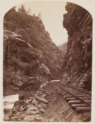 Näkymä Railroadista Kalliovuorilla, n. 1865 (albumiiniprintti märästä kolloodionegatiivista)