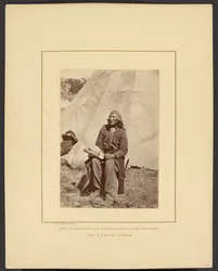 [Washakie tai ampuu puhvelin juosten, shoshonet, Wind River Mountains, Wyoming]