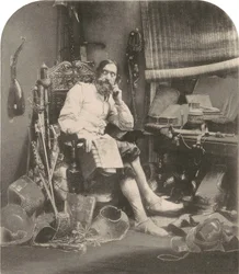 Don Quijote työhuoneessaan,1855, painettu 1857 (kuva).