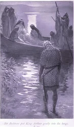 Sir Bedivere laittoi kuningas Arthurin varovasti proomulle