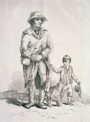 Maalaismies koiran ja pojan kanssa, Provincial Characters, 1813