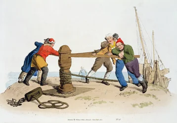 Fishermen at a Capstan, julkaisusta Costume of Great Britain, julkaisija William Miller, 1805