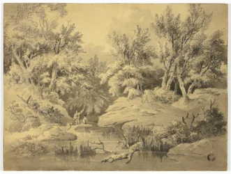 Kaksi hahmoa Punting on Woodland Stream