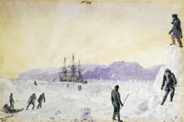 HMS Terror jäässä lähellä Southampton Islandia, Nunavutissa, Kanadassa