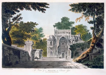 Näkymä moskeijasta Chunar Gurissa, 1786 (akvatinta)
