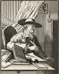 Tohtori Thomas Morell teoksesta The Works of Hogarth, julkaistu 1833