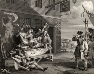 Englanti, kaiverrettu Thomas Phillibrown, teoksesta "The Works of William Hogarth", julkaistu 1833