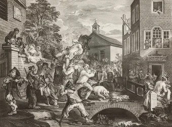 Neljä vedosta vaaleista. Kuvalaatta 4: Edustajia kannetaan riemusaatossa. 1758