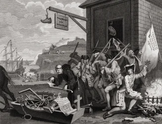 Ranska, kaiverrus C. Armstrong, teoksesta "The Works of Hogarth", julkaistu 1833