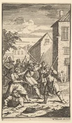 Hudibras voitti Trulla Seventeen Small Illustrations for Samuel Butlers Hudibr..., 1721-26.