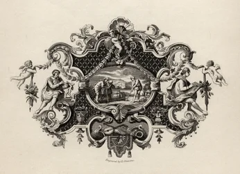 E. Chavanen kaivertaman hopeanvärisen säiliön jäljennös teoksesta "The Works of William Hogarth", julkaistu 1833
