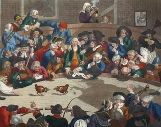 Pit Ticket, 5. marraskuuta 1759, kuvitus teoksesta "Hogarth Restored: The Whole Works of kuuluisan William Hogarthin, uudelleenkaiverrettu Thomas Cook", pub. 1812 (käsinvärinen kaiverrus)