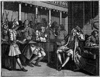 Lauta brittiläisen kuvittajan William Hogarthin (1697-1764) 12 kaiverruksen sarjasta, jonka otsikkona on "Teollisuus ja joutilaisuus", "Zele ja laiskuus", joka kertoo kahden oppipoikan urasta: paheisiinsa syyllistynyt Thomas Idle oli tuomarina Goodchil, tu