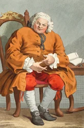Simon Fraserin muotokuva, Lord Lovat, 25. elokuuta 1746, kuvitus teoksesta "Hogarth Restored: The Whole Works of the kuuluisan William Hogarthin, uudelleenkaiverrettu Thomas Cook", pub. 1812 (käsinvärinen kaiverrus)