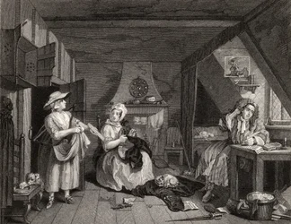 The Distressed Poet, The Works of William Hogarth, julkaistiin 1833