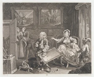 Portto löytää suojelijan, suunniteltu 1732, painettu 1744 (Etsaus ja kaiverrus)