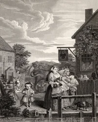Times of the Day: Evening, teoksesta "The Works of William Hogarth", julkaistu 1833