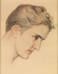 Eugenie Sellers, Study for "The Lady of Shalott", n. 1895 (värillinen liitu paperille)
