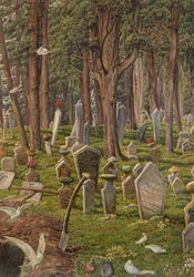 Nukkuva kaupunki: Peran hautausmaa, Konstantinopoli, 1856 - 1888 (akvarelli paperille)