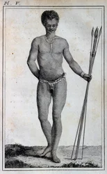 Khoikhoi-mies (Hottentot), matkasta Le Vaillantista Afrikan sisäosiin Hyväntoivon niemen kautta, vuosina 1783