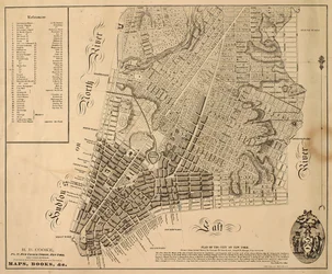 New Yorkin kaupungin suunnitelma [pohjoiseen East 31st Streetiin asti], 1817 (musta muste paperille, kankaalla)