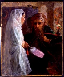 The Hookah Smoker (öljy kankaalle, levylle kiinnitetty)