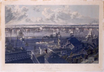 New York Brooklyn Heightsista, 1837 (käsinvärjätty etsaus ja akvatintta).