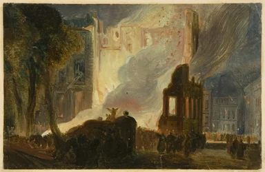 Bristol Riots: The Burning of the Mansion House, Queen Square, n. 1831 (öljy paperille)
