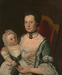 Rouva Jacob Hurd ja lapsi, n. 1762.
