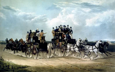 Brighton Day Mails kulkee Hockward Commonin yli, kaivertanut Charles Hunt