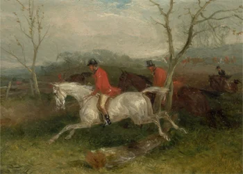 Foxhunting: Coming to a Fence (Full Cry) (öljy myllylaudalle)